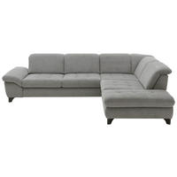 ECKSOFA Grau Webstoff Rücken echt, Sitztiefenverstellung  - Chromfarben/Grau, Design, Textil/Metall (319/260cm) - Beldomo Style