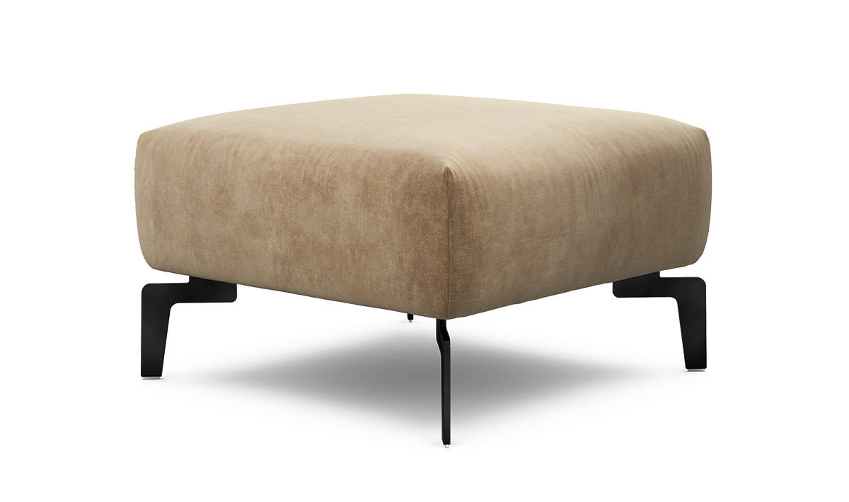 HOCKER in Textil Sandfarben  - Sandfarben/Schwarz, Design, Textil/Metall (70/70/46cm) - SENSOO