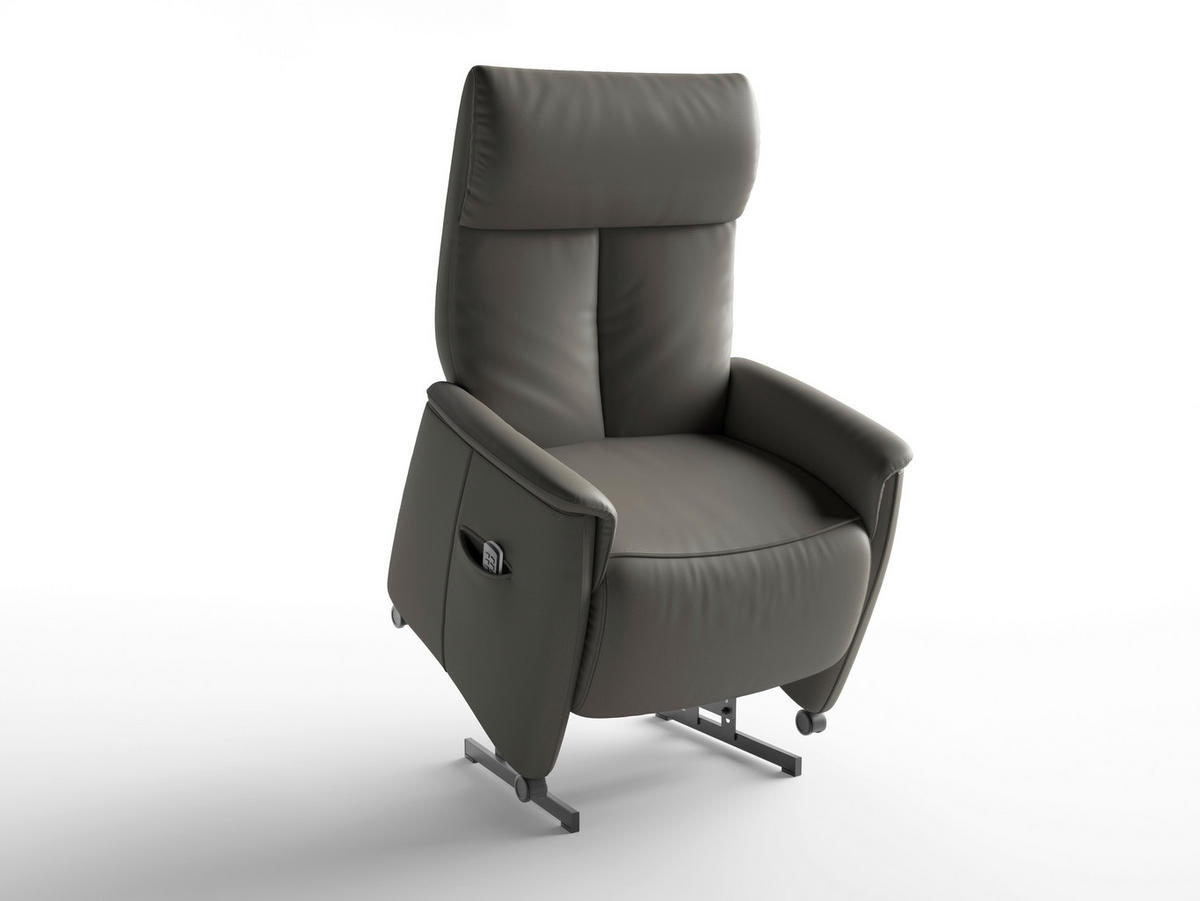 RELAXSESSEL TV CREMONA COMFORT E L3 Echtleder Kopfteilverstellung, Fußteilverstellung, Rücken echt    - Anthrazit/Schwarz, Basics, Leder/Kunststoff (76/114/84cm) - Sit & More