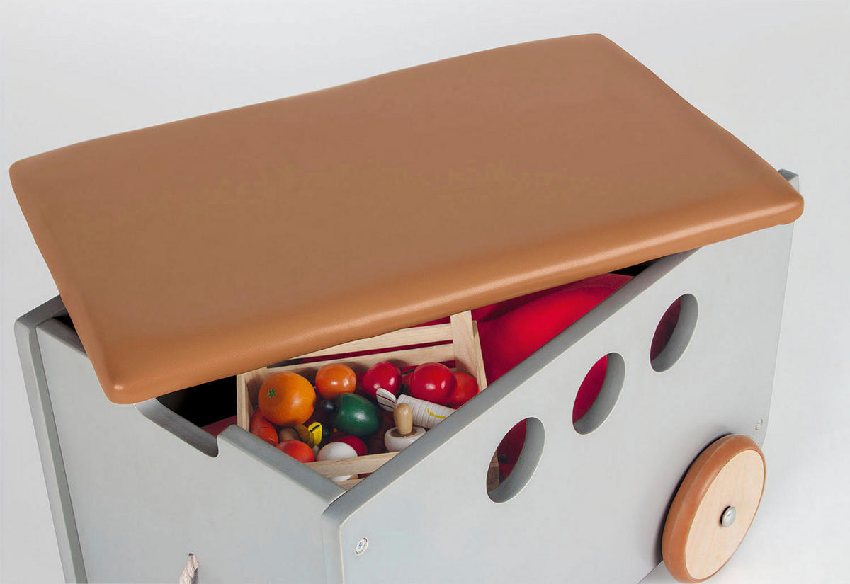 SPIELZEUGBOX JIM  - Grau, Basics, Holzwerkstoff (50/36/36cm) - Pinolino