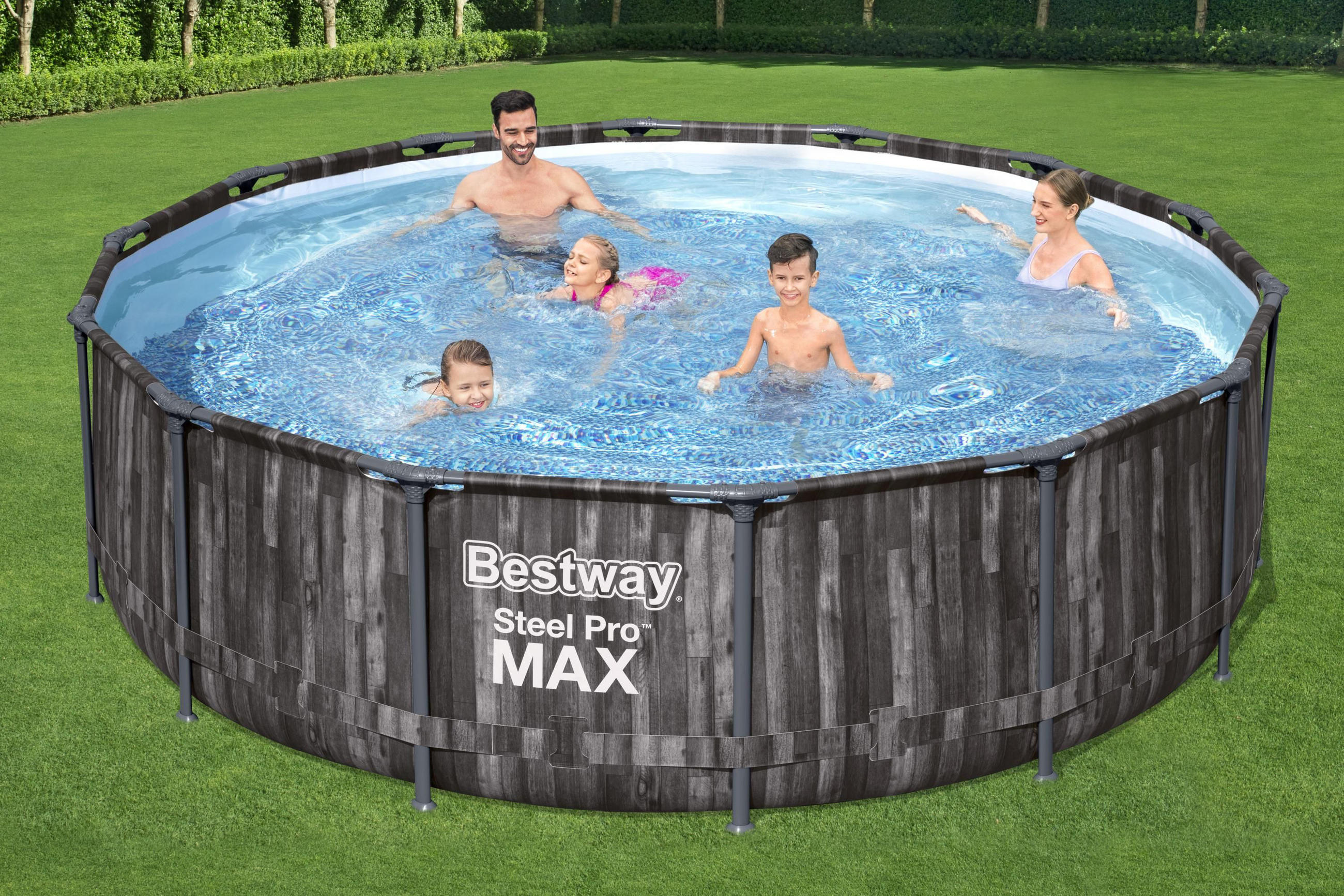 POOL SET STEEL PRO 5614Z 427/107 cm  - Blau/Weiß, Basics, Kunststoff/Metall (427/107cm) - Bestway