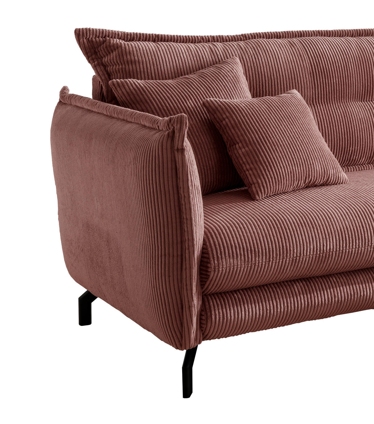 ECKSOFA in Cord Koralle  - Koralle/Schwarz, Modern, Textil/Metall (255/180cm) - Livetastic