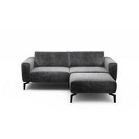 2,5-Sitzer inkl. Hocker in Samt Anthrazit  - Anthrazit/Schwarz, Design, Textil/Metall (220/86/86-94cm) - SENSOO