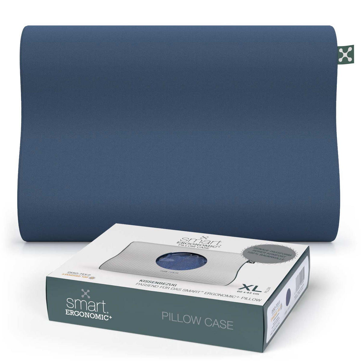 NACKENKISSENBEZUG ERGONOMIC+  - Dunkelblau, Basics, Textil (60/43cm) - Smartsleep