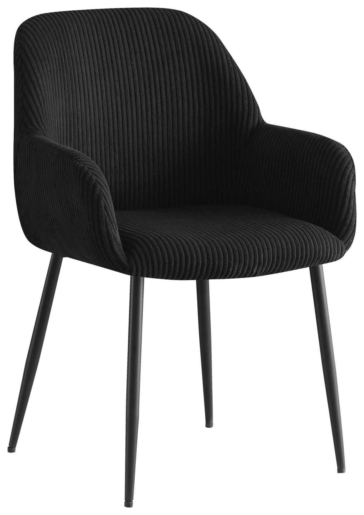 ARMLEHNSTUHL  Stoffauswahl, inklusive Armlehnen Cord  - Schwarz, Design, Textil/Metall (57/85/60cm) - Xora
