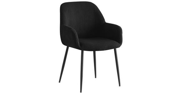 ARMLEHNSTUHL  Stoffauswahl, inklusive Armlehnen Cord  - Schwarz, Design, Textil/Metall (57/85/60cm) - Xora