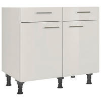 SCHUBKASTENUNTERSCHRANK 90/87/56 cm  in Hellgrau  - Edelstahlfarben/Hellgrau, MODERN, Holzwerkstoff/Metall (90/87/56cm) - Nobilia