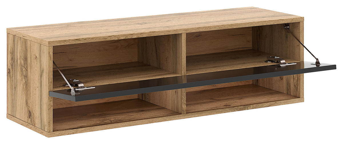 LOWBOARD DERBY  in 100/31,5/32,5 cm  - Schwarz Hochglanz/Eiche Wotan, Design, Holzwerkstoff (100/31,5/32,5cm) - Livetastic