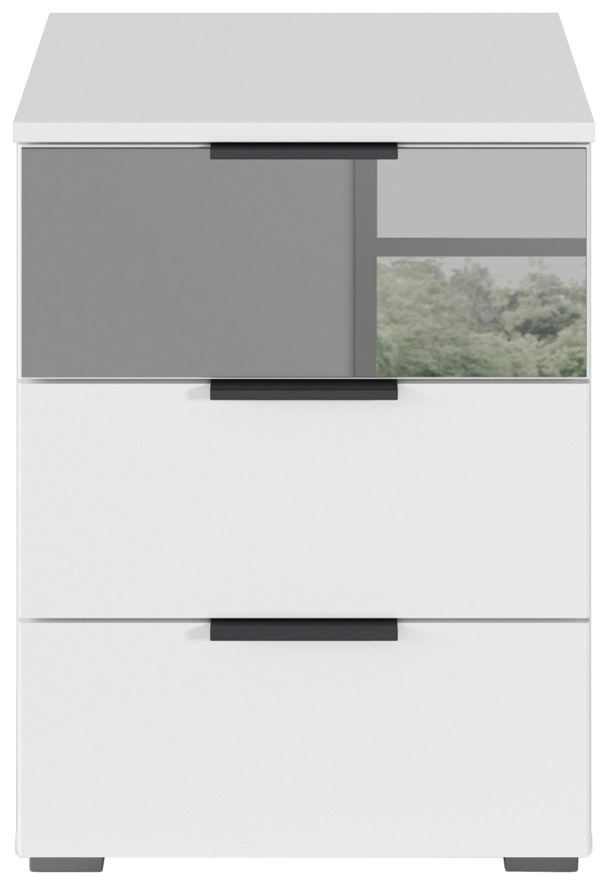 NACHTKÄSTCHEN 47/62/42 cm  in Weiss  - Weiss/Alufarben, Modern, Glas/Holzwerkstoff (47/62/42cm) - Rauch Möbel