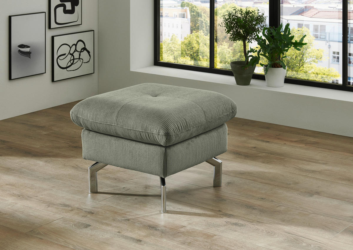 3-SITZER-SOFA Feincord Schilfgrün  - Schilfgrün/Chromfarben, Design, Textil/Metall (194/87/105cm) - Beldomo Style