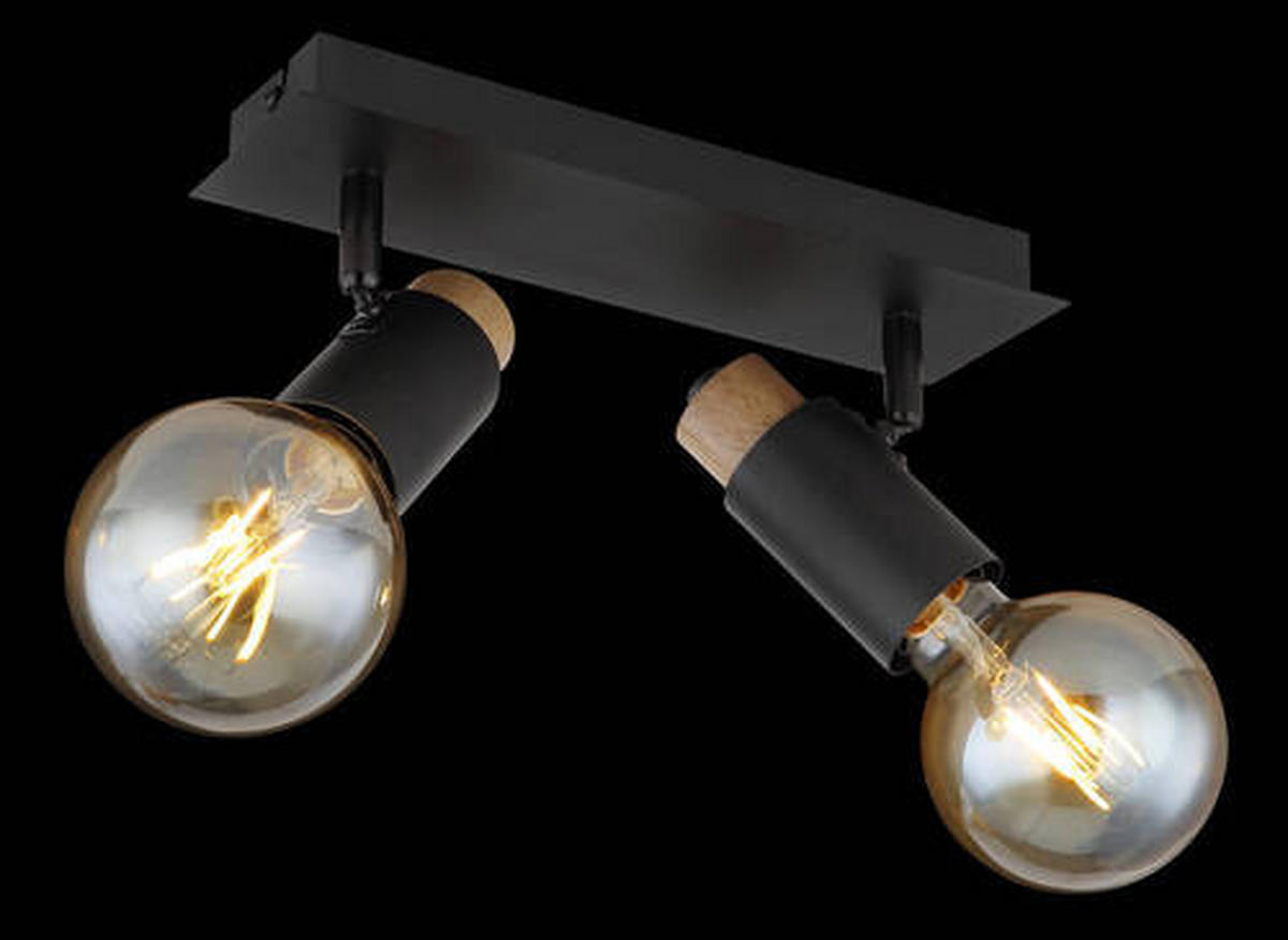 BODOVÉ SVÍTIDLO, 40 W/E27,  - tmavě hnědá/černá, Design, kov/dřevo (29,5/8/14,5cm) - Globo