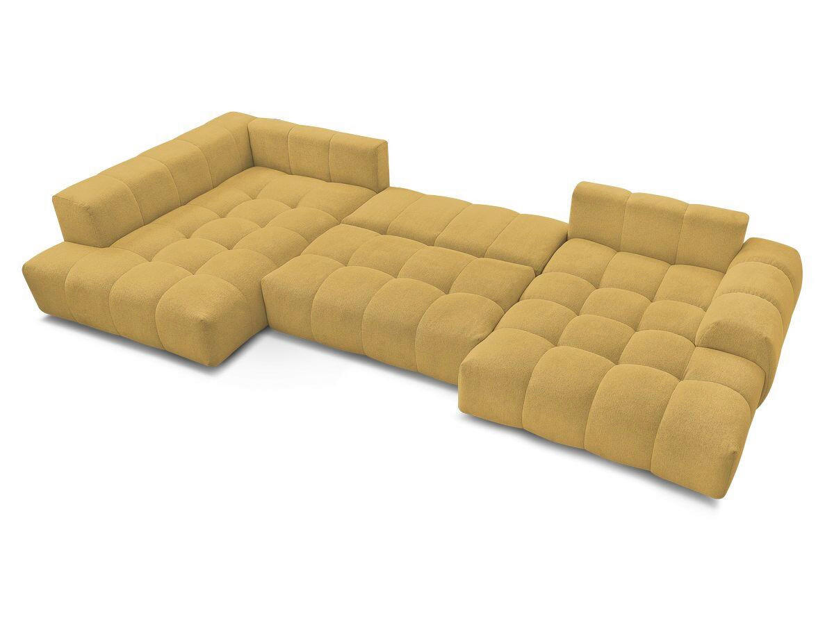 ECKSCHLAFSOFA EVEREST  mit Rücken echt, Armteil links, Armteil rechts Flachgewebe Gelb  - Gelb/Schwarz, MODERN, Kunststoff/Textil (212/423/198cm)