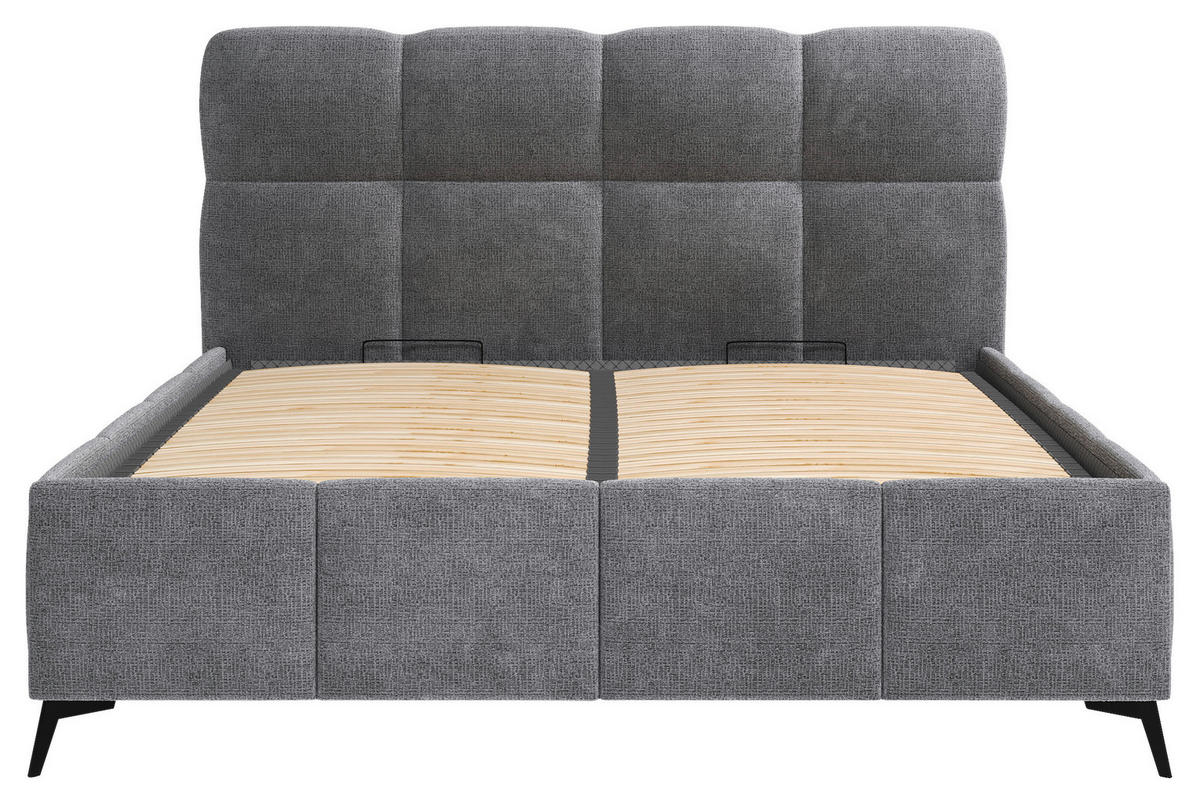 POLSTERBETT 140/200 cm,  in Anthrazit, gepolstertes Kopfteil, Lattenrost,  - Anthrazit/Schwarz, Design, Holz/Textil (140/200cm) - Chameo
