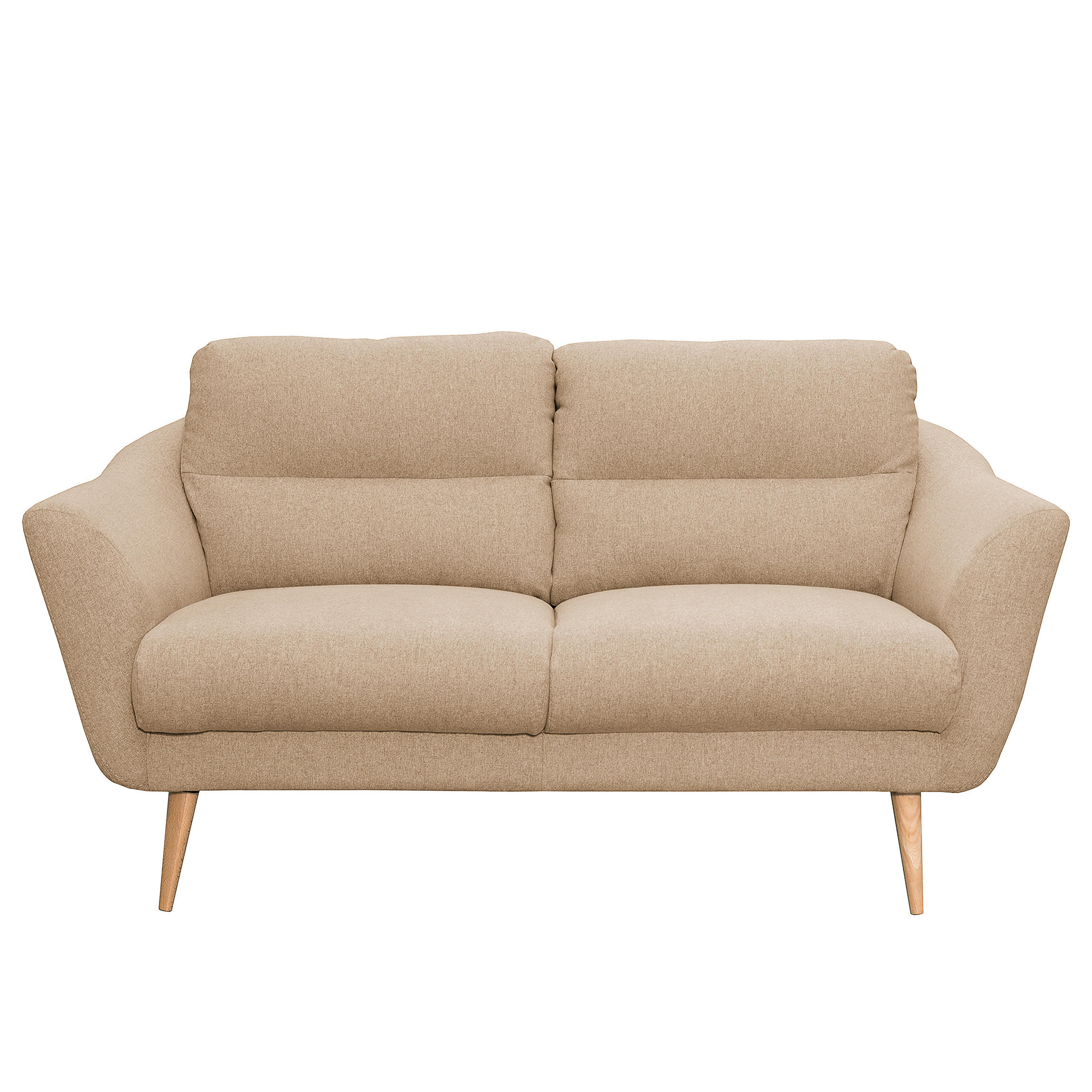 2-SITZER-SOFA in Webstoff Beige  - Beige/Buchefarben, Design, Holz/Textil (158/87/88cm) - Livetastic