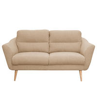 2-SITZER-SOFA in Webstoff Beige  - Beige/Buchefarben, Design, Holz/Textil (158/87/88cm) - Livetastic