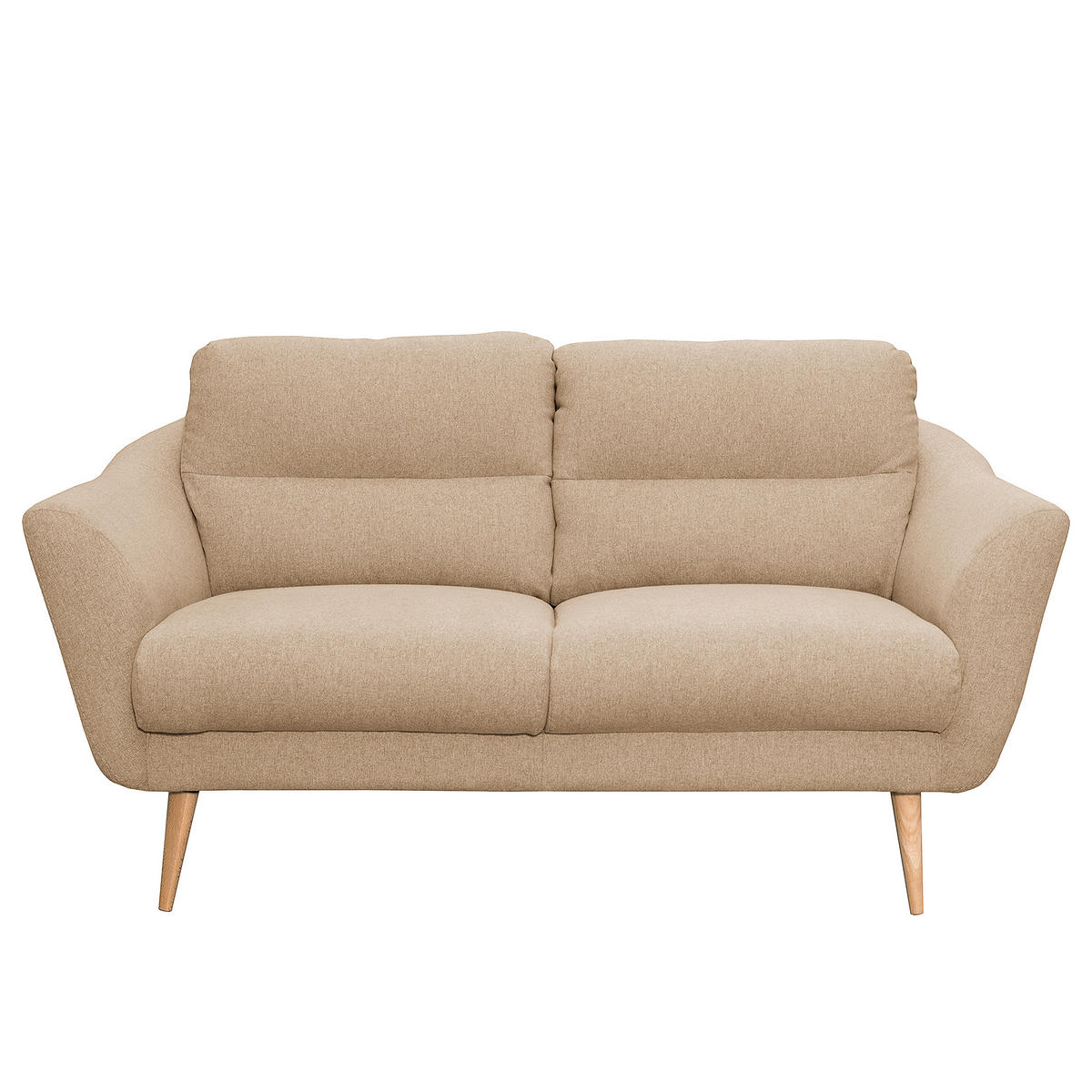 2-SITZER-SOFA in Webstoff Beige  - Beige/Buchefarben, Design, Holz/Textil (158/87/88cm) - Livetastic