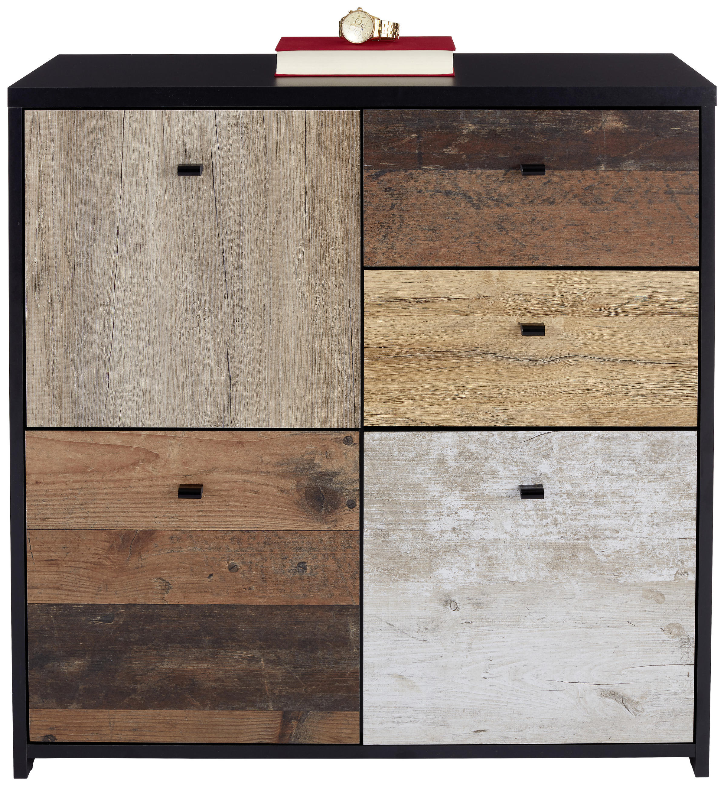 KOMODA 77,2/77,5/29,6 cm crna, boja hrasta, boja pinije - boja hrasta/boja pinije, Moderno, metal/pločasti materijal (77,2/77,5/29,6cm) - Carryhome