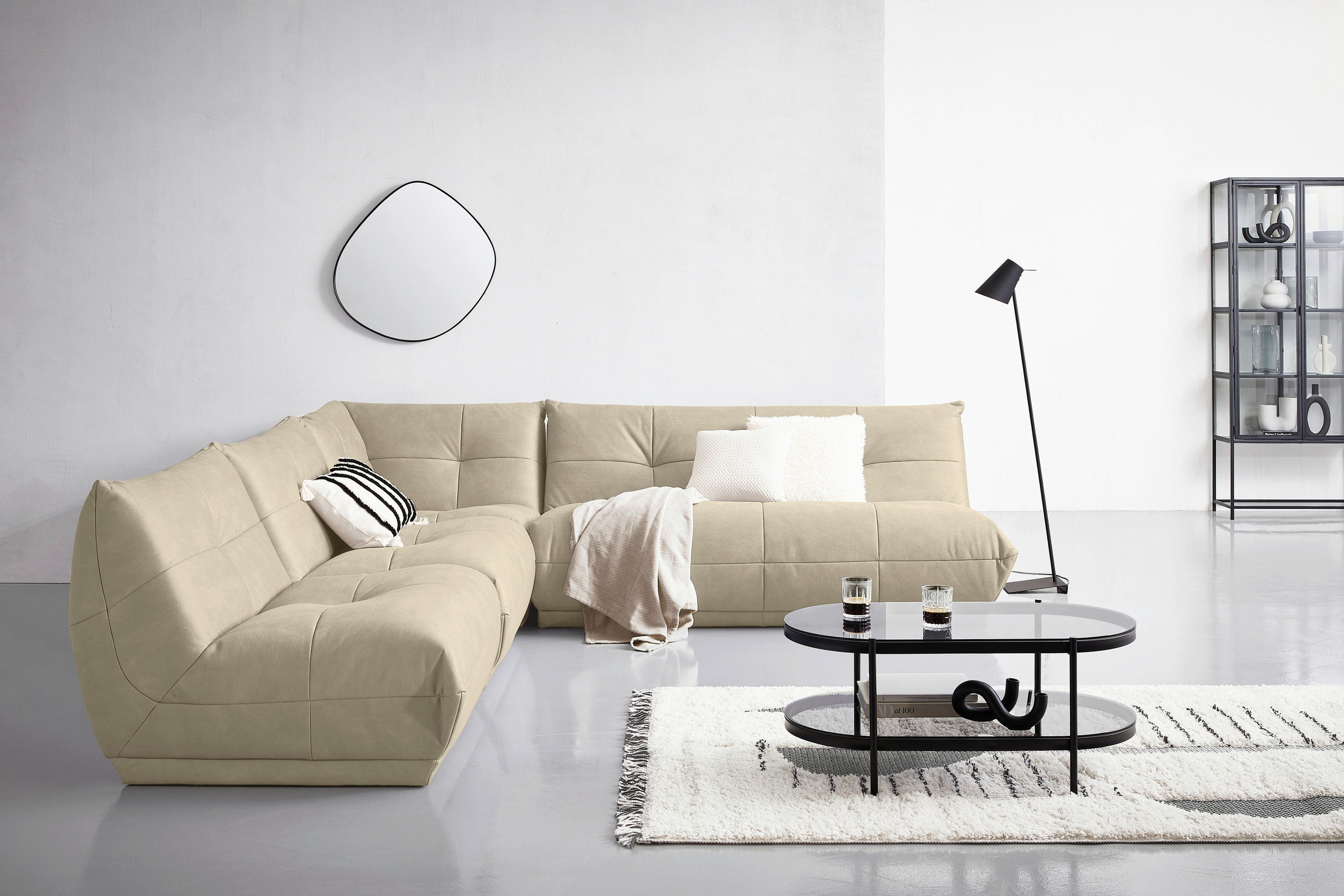 SOFFMODUL i läderimitation cremefärgad - cremefärgad, Trend, textil (180/80/112cm) - Livetastic