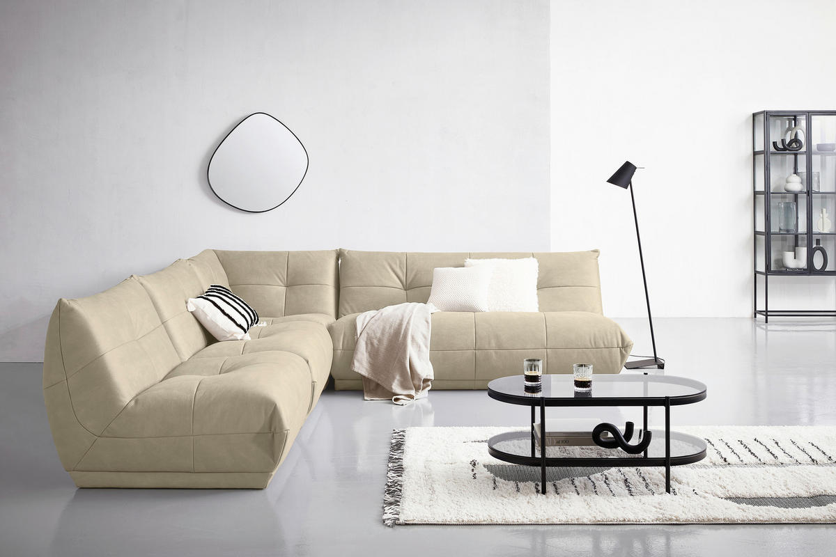 SOFFMODUL i läderimitation cremefärgad  - cremefärgad, Trend, textil (180/80/112cm) - Livetastic