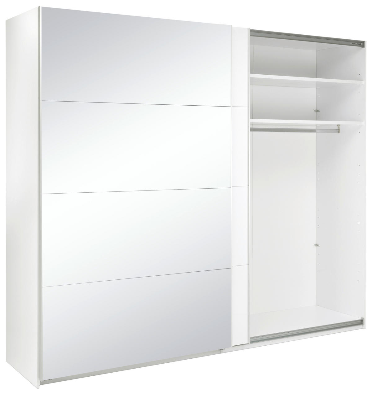 SCHIEBETÜRENSCHRANK 250/210/62 cm Weiß  - Weiß Hochglanz/Alufarben, MODERN, Holzwerkstoff/Metall (250/210/62cm) - MID.YOU