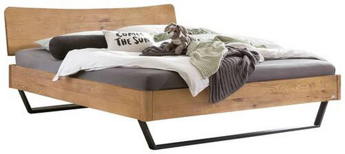 BETT 140/200 cm  in Anthrazit, Wildeiche  - Wildeiche/Anthrazit, Design, Holz/Metall (140/200cm) - Hasena