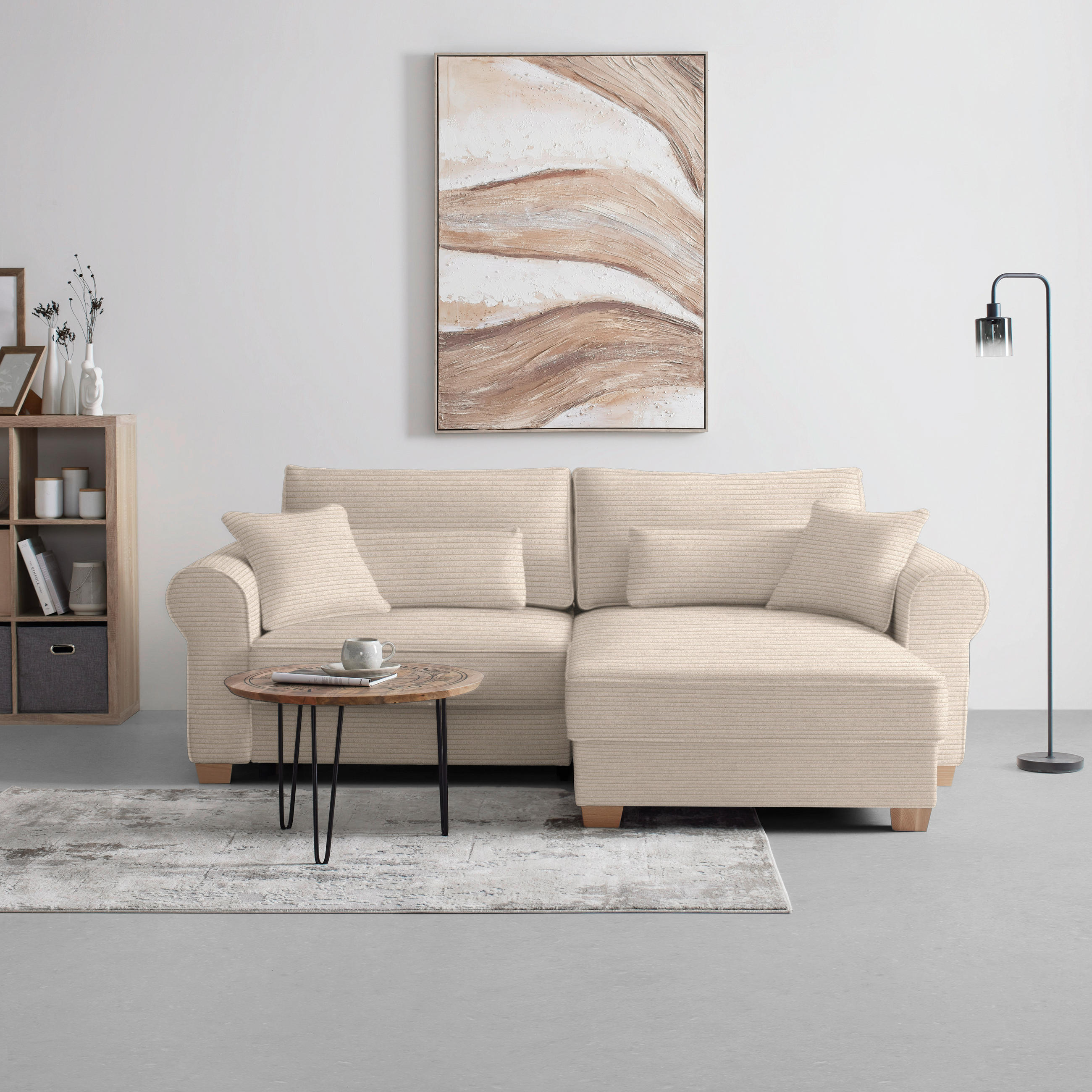 HÖRNSOFFA i cremefärgad  - cremefärgad, Modern, trämaterial/trä (255/185cm) - MID.YOU