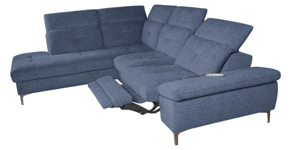 ECKSOFA Blau Webstoff  - Blau/Schwarz, KONVENTIONELL, Textil/Metall (225/288cm) - Carryhome