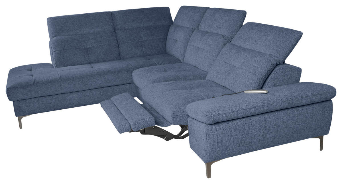 ECKSOFA Blau Webstoff  - Blau/Schwarz, KONVENTIONELL, Textil/Metall (225/288cm) - Carryhome