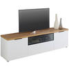 LOWBOARD  in 180/50/43 cm  - Eichefarben/Schwarz, Design, Glas/Holzwerkstoff (180/50/43cm) - Stylife