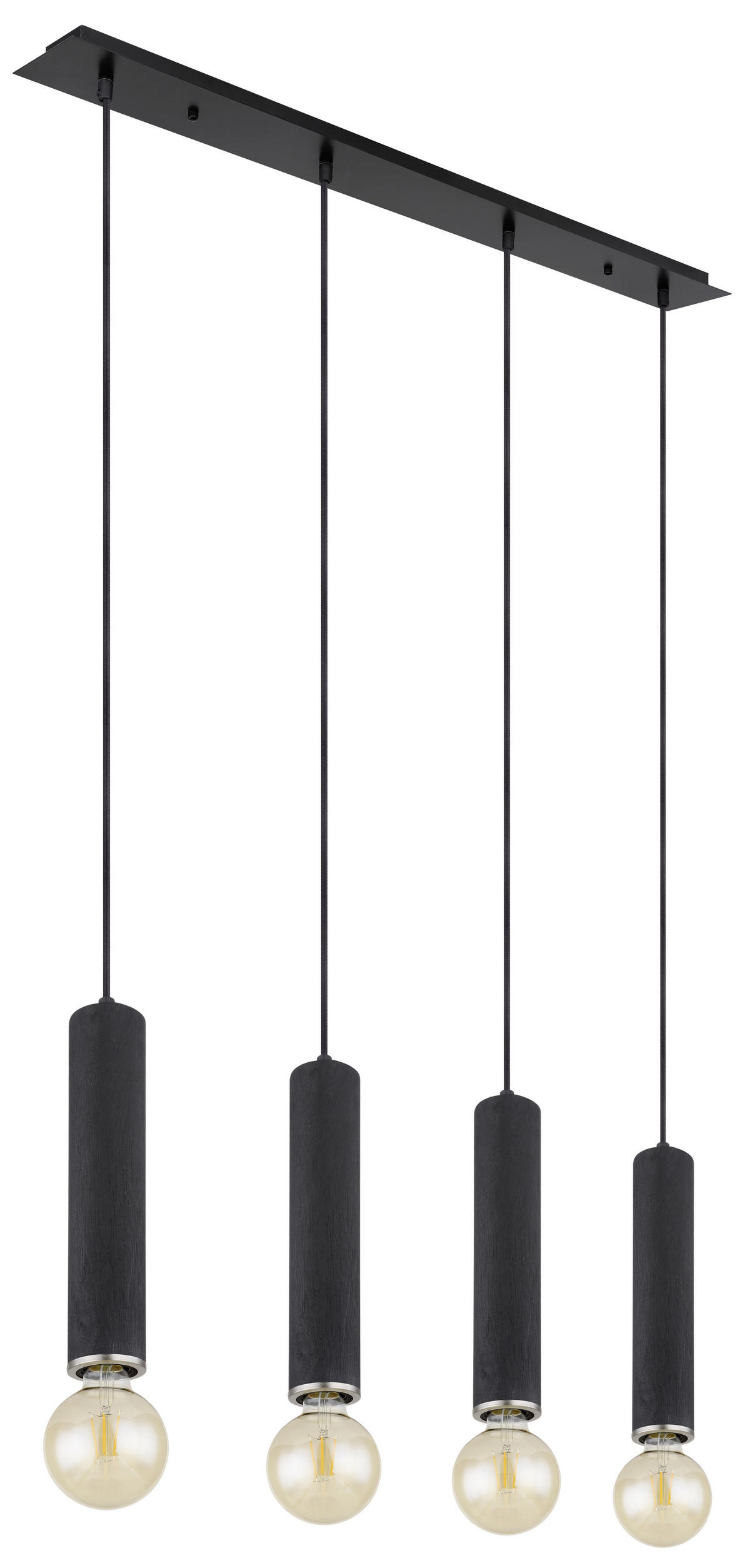 HÄNGELEUCHTE Marion 93/10/120 cm   - Schwarz/Nickelfarben, Basics, Holz/Textil (93/10/120cm) - Globo