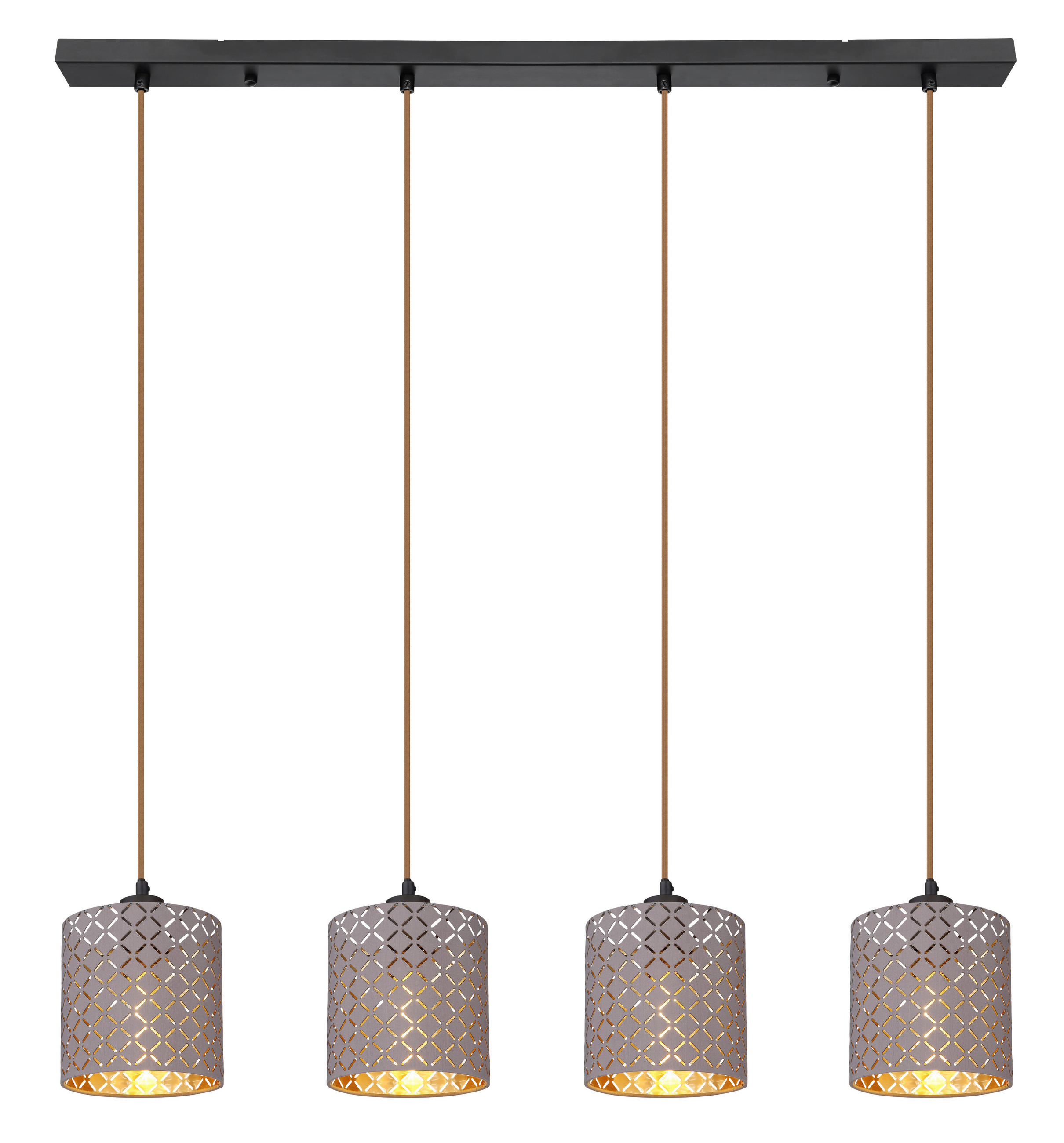 HÄNGELEUCHTE Cindy 98/16/150 cm   - Champagner/Schwarz, Design, Textil/Metall (98/16/150cm) - Globo