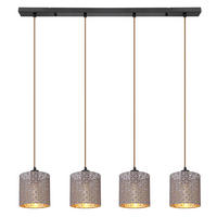 HÄNGELEUCHTE 98/16/150 cm  - Champagner/Schwarz, Design, Textil/Metall (98/16/150cm) - Globo