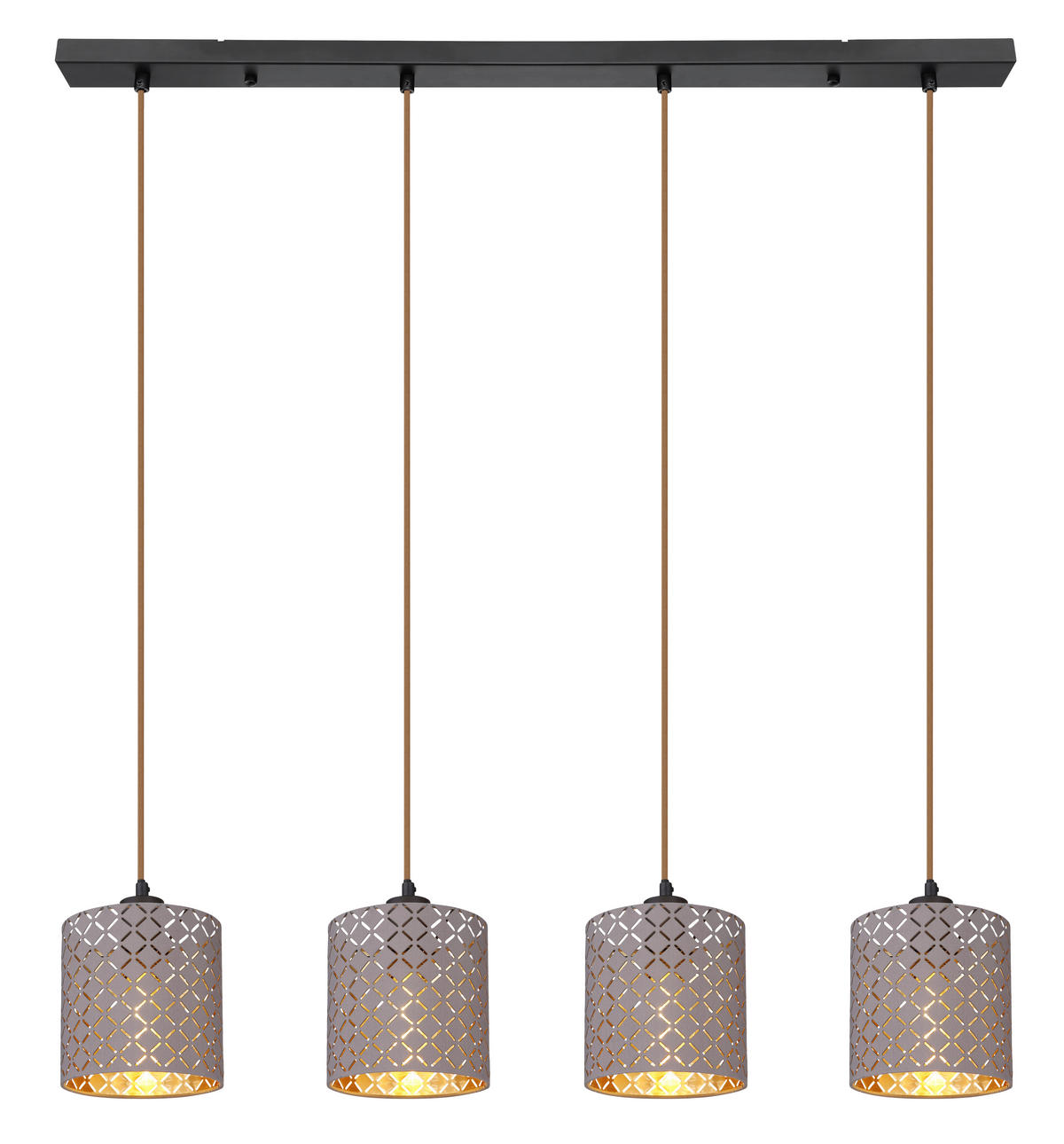 HÄNGELEUCHTE 98/16/150 cm  - Champagner/Schwarz, Design, Textil/Metall (98/16/150cm) - Globo