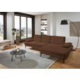 ECKSOFA in Chenille, Mikrofaser Braun  - Schwarz/Braun, Design, Textil/Metall (299/157cm) - Dieter Knoll