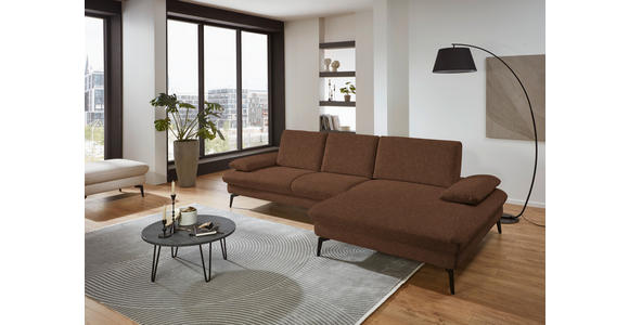 ECKSOFA in Chenille, Mikrofaser Braun 299/157 cm - Schwarz/Braun, Design, Textil/Metall (299/157cm) - Dieter Knoll