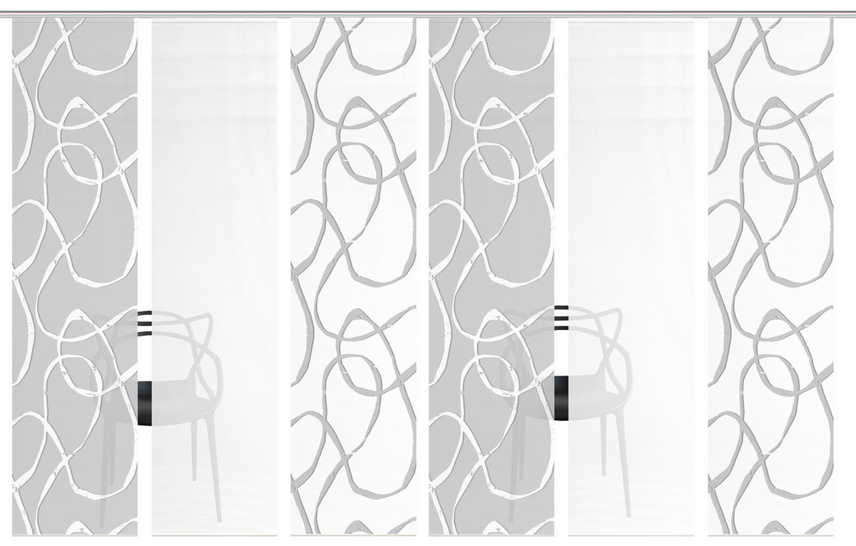 FLÄCHENVORHANG  6 Stück  blickdicht  60/260 cm   - Grau Hochglanz/Weiß, KONVENTIONELL, Textil (60/260cm)