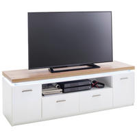 LOWBOARD , 156/50/44 cm, 2 Schublade(n)  - Weiss/Eichefarben, Natur, Holzwerkstoff/Metall (156/50/44cm)