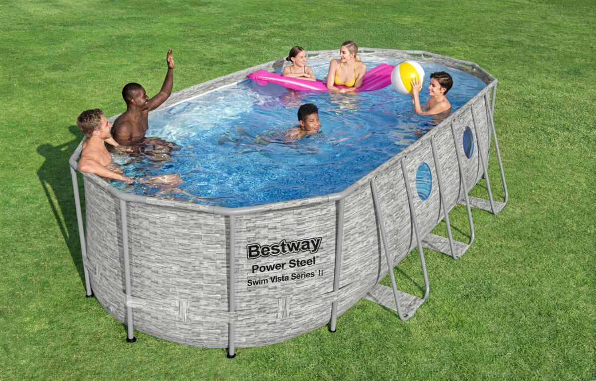 POOLSET 56716GS 549/274/122 cm  - Blau/Weiß, KONVENTIONELL, Kunststoff/Metall (549/274/122cm) - Bestway