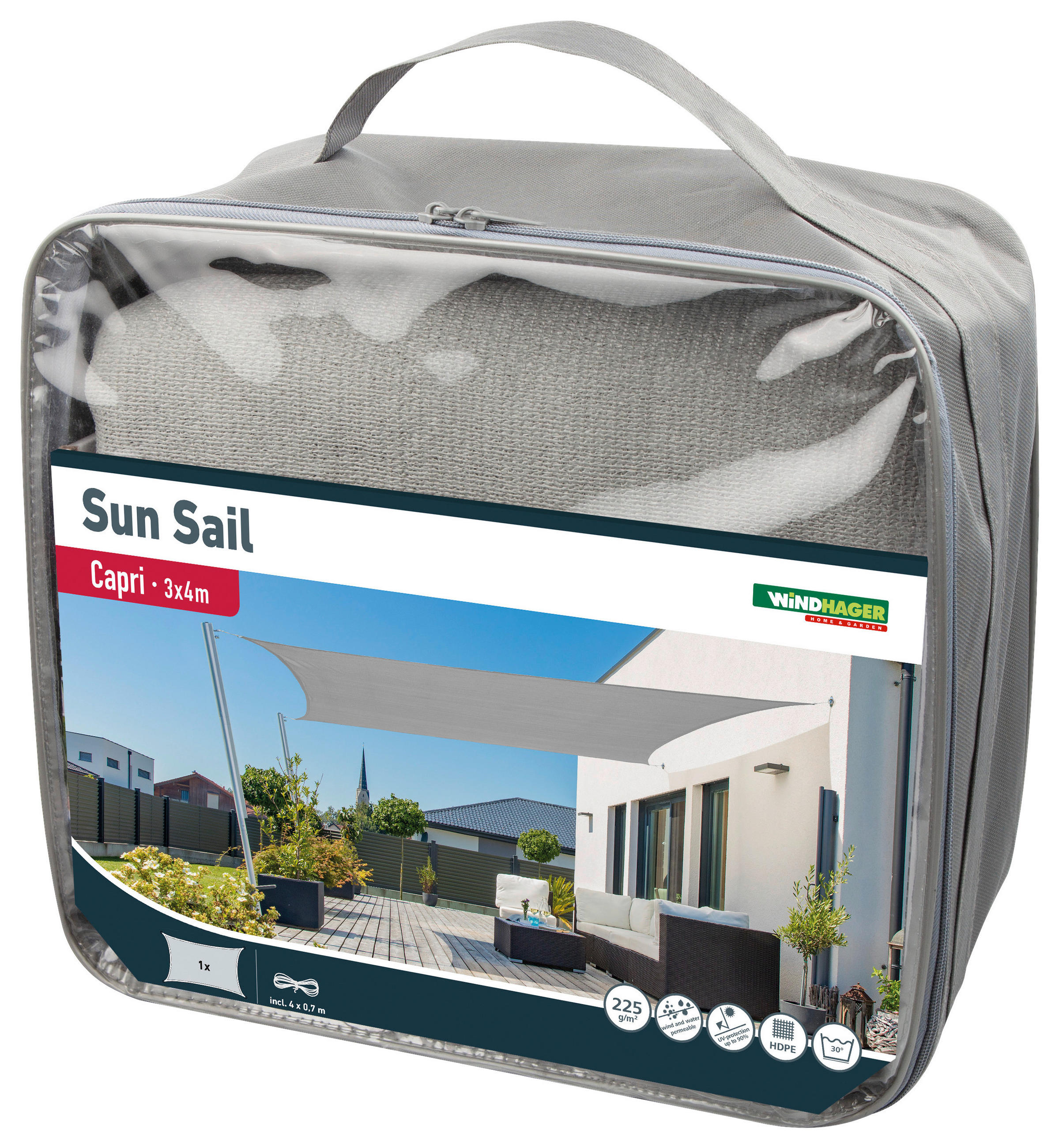 ZAHRADNÍ PLACHTA PROTI SLUNCI 300/400 cm - šedá, Basics (300/400cm)