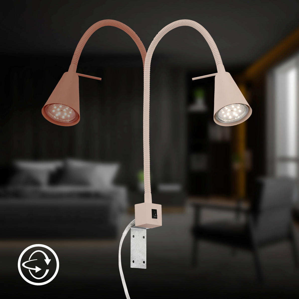 LED-WANDLEUCHTE 21,7/45 cm   - Beige, KONVENTIONELL, Metall (21,7/45cm) - Briloner