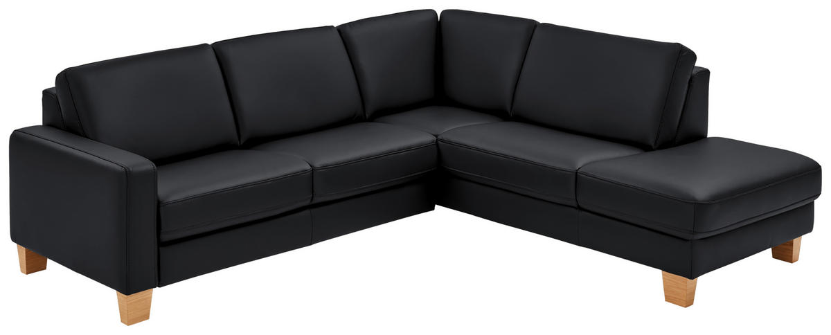 ECKSOFA in Echtleder Anthrazit  257/235 cm  - Eiche Bianco/Anthrazit, Natur, Leder/Holz (257/235cm) - Valdera