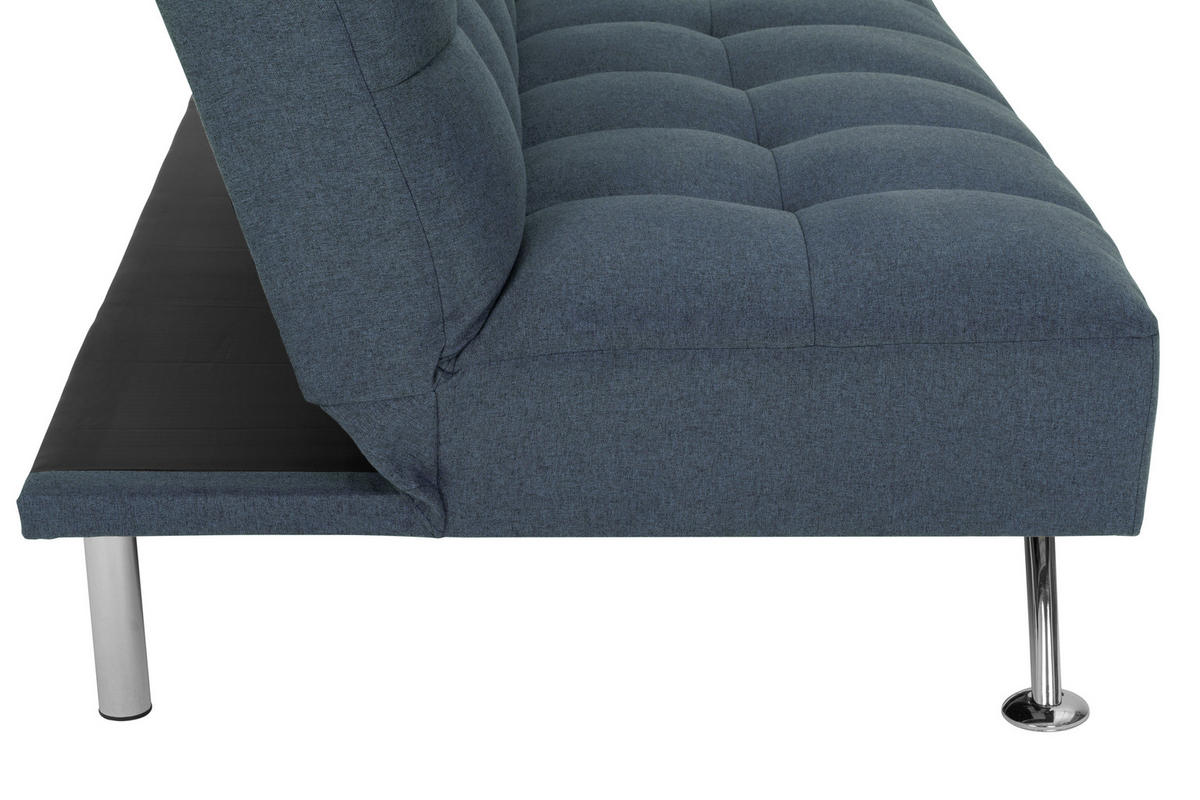 SCHLAFSOFA Leinenoptik Blau  - Blau/Silberfarben, Basics, Textil/Metall (195/90/98cm) - MID.YOU