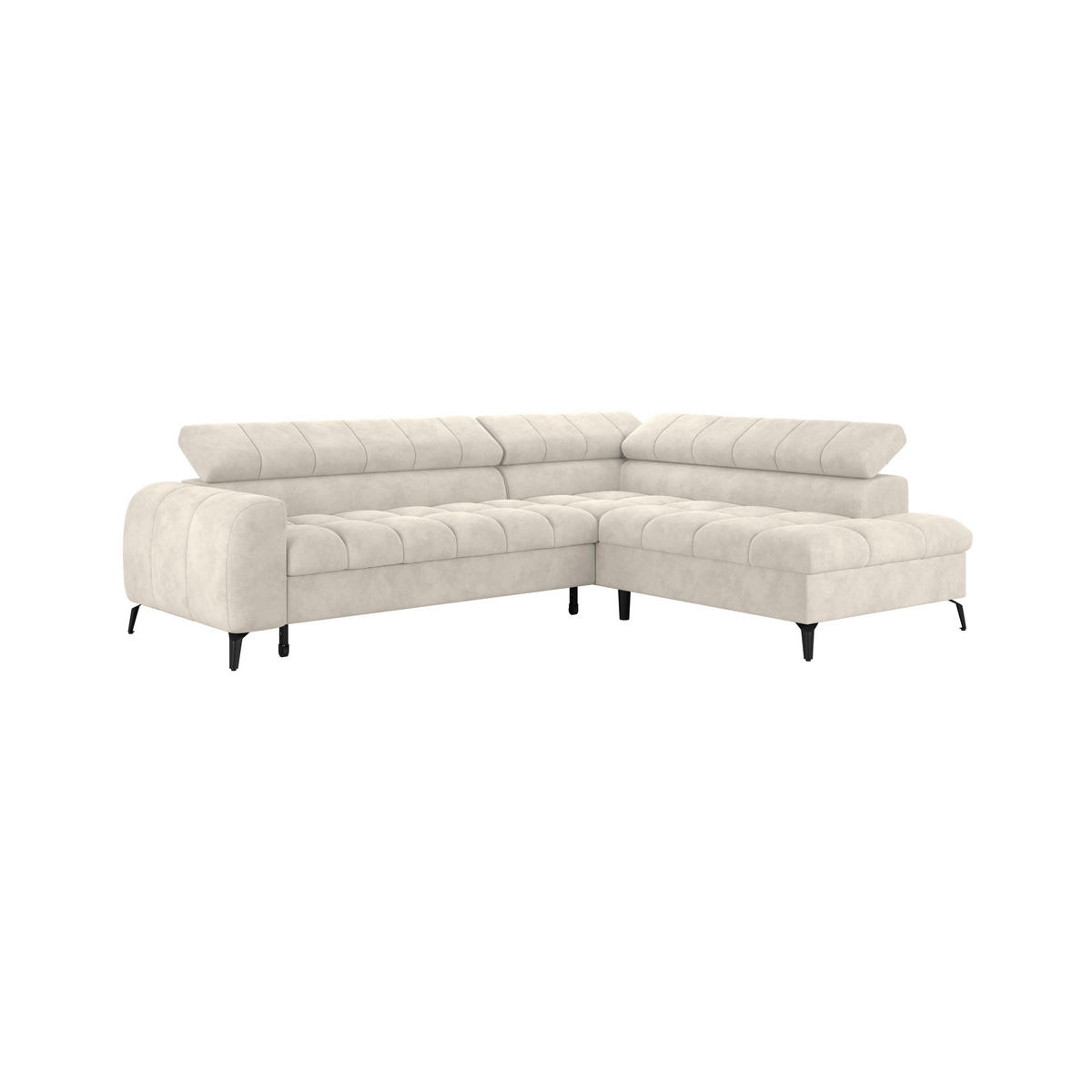 ECKSOFA in Creme  - Creme/Schwarz, Trend, Kunststoff/Textil (261/203cm) - Livetastic