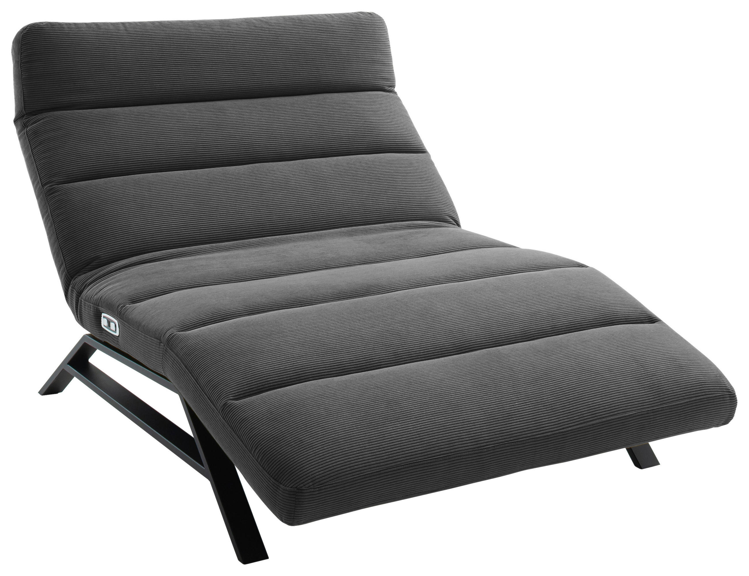 RELAXLIEGE in Feincord Anthrazit  - Anthrazit/Schwarz, Design, Textil/Metall (120/54-113/158-198cm) - Pure Home Lifestyle