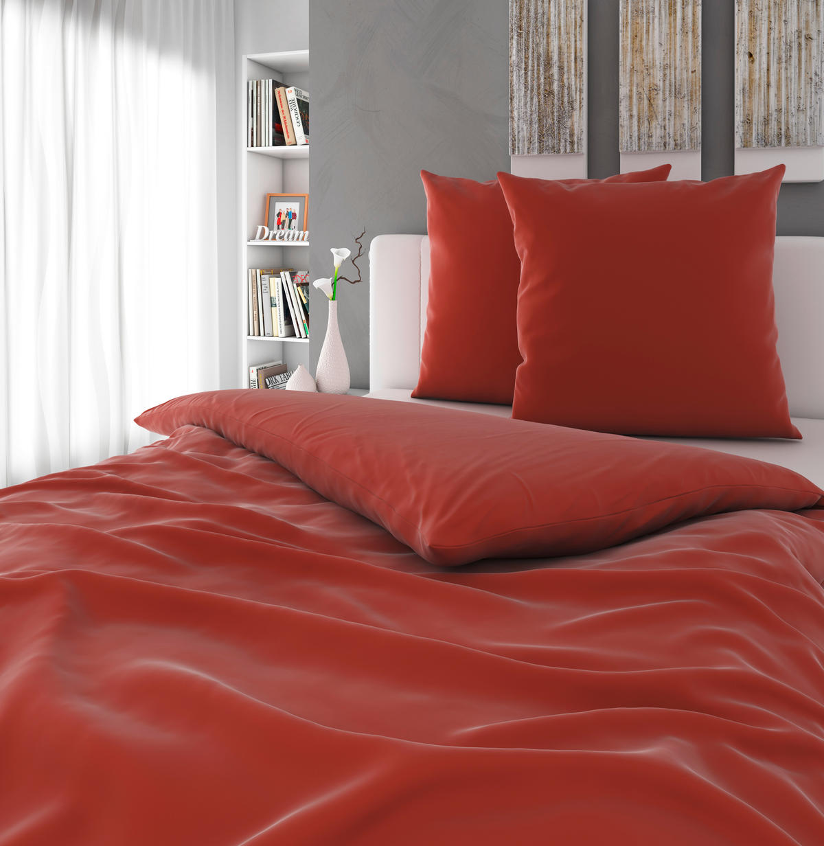 BETTWÄSCHE 3-teilig Segesta Satin 200/200 cm  - Terracotta, MODERN, Textil (200/200cm) - Novel