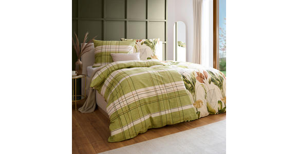 BETTWÄSCHE CUBY Satin 140/200 cm  - Grün, KONVENTIONELL, Textil (140/200cm) - Novel