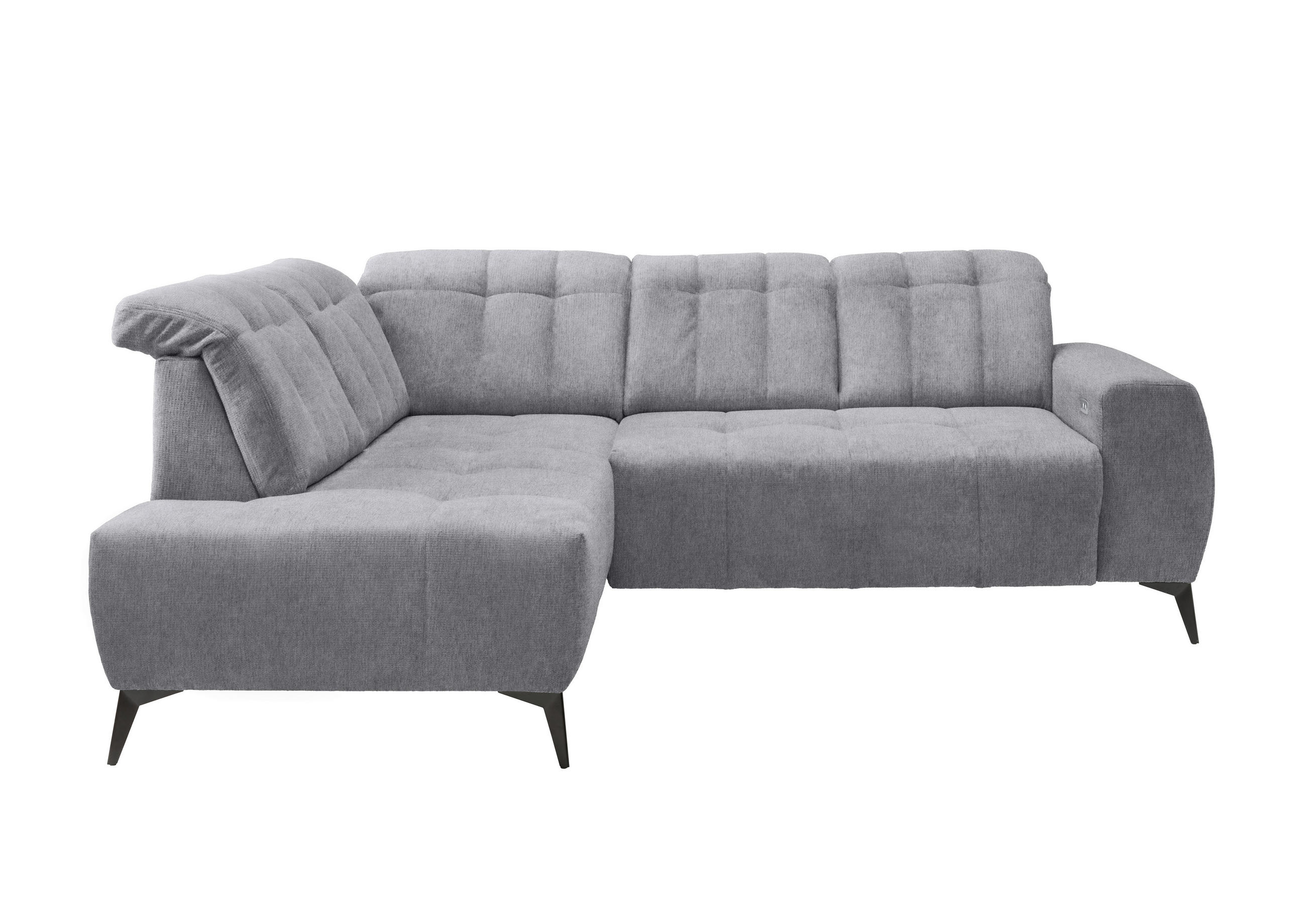 ECKSOFA in Mikrofaser Hellgrau - Hellgrau/Schwarz, Modern, Textil/Metall (200/261cm) - Livetastic