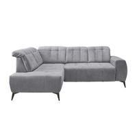 ECKSOFA in Mikrofaser Hellgrau  - Hellgrau/Schwarz, Modern, Textil/Metall (200/261cm) - Livetastic
