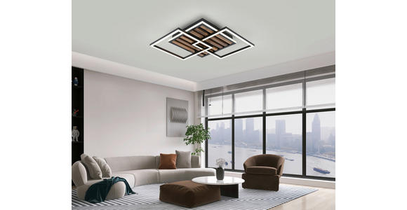 LED-DECKENLEUCHTE 45/45/9,5 cm  - Eichefarben/Schwarz, Trend, Holzwerkstoff/Kunststoff (45/45/9,5cm) - Novel