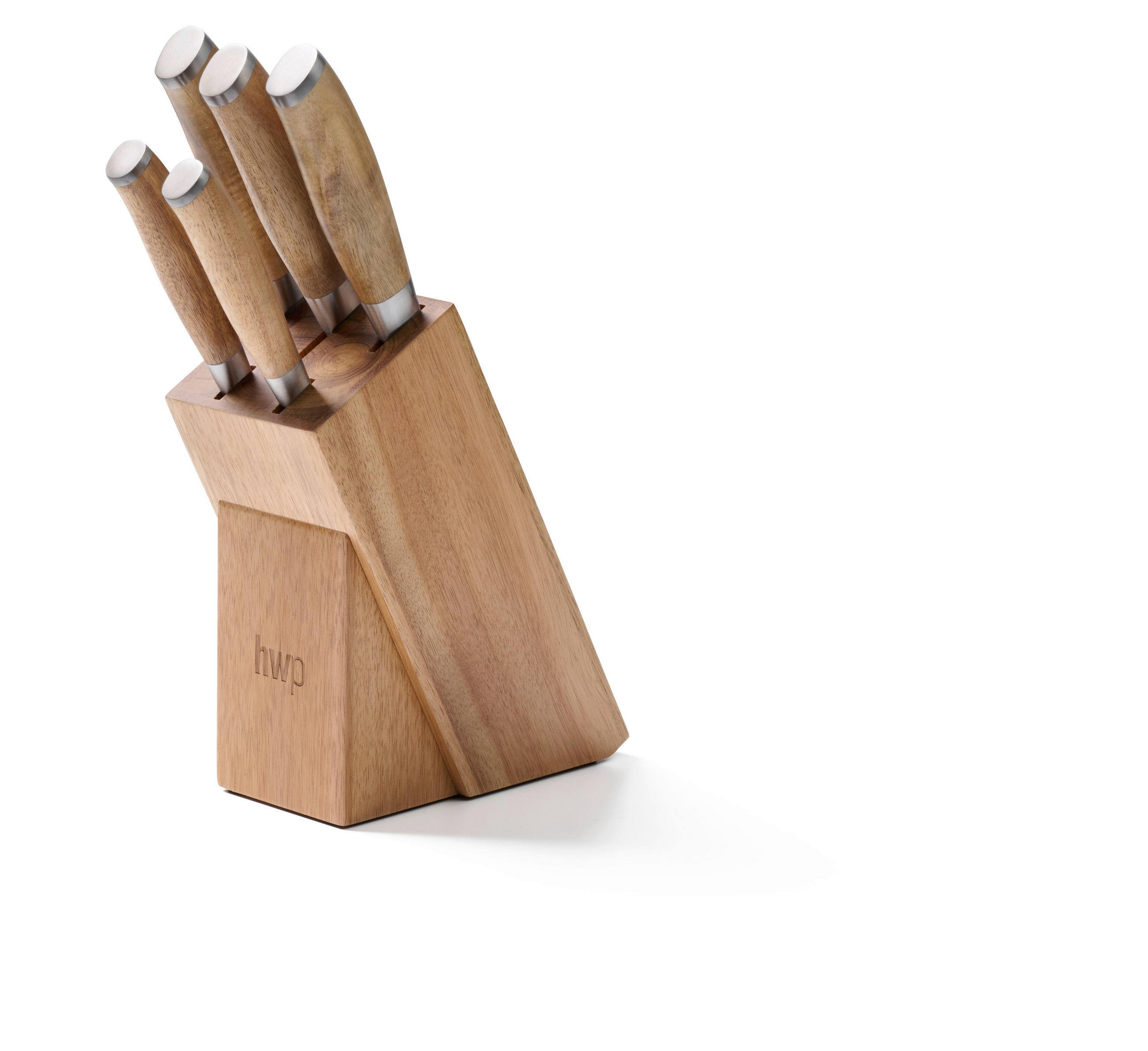 BLOC CUțITE 6 piese Toronto  - culoare lemn acacia, Konventionell, lemn/metal - Homeware Profession.
